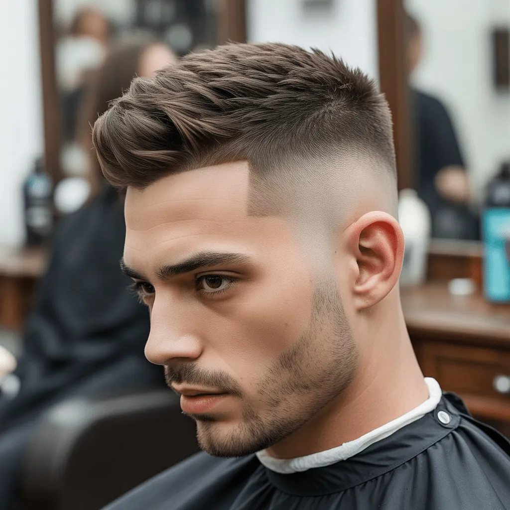 Corte de pelo corto clásico con desvanecimiento bajo