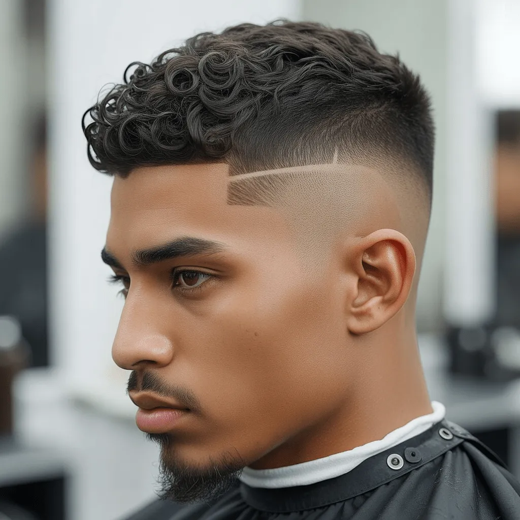 Corte de pelo Edgar rizado con desvanecimiento cónico