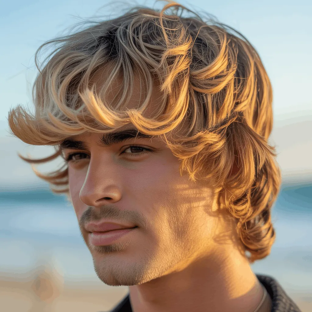 Corte de pelo surfer curtains con largos mechones a ambos lados, inspirado en los años 90.2