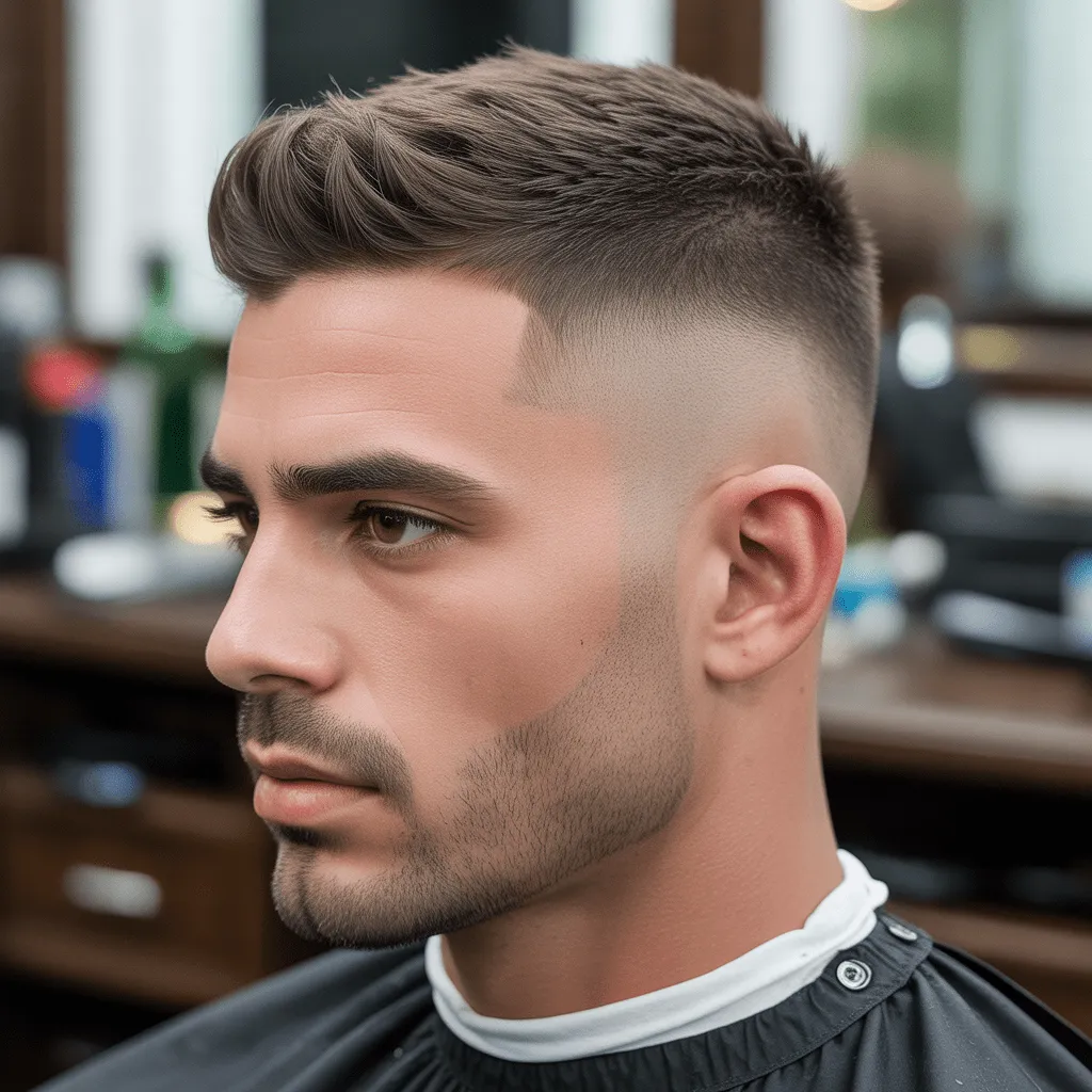 Corte de pelo corto texturizado con desvanecimiento bajo