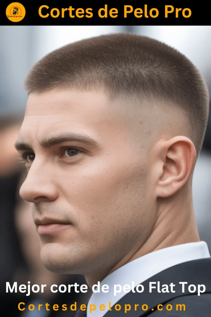 Peinado flat top moderno para hombres, corte con desvanecido y parte superior texturizada.