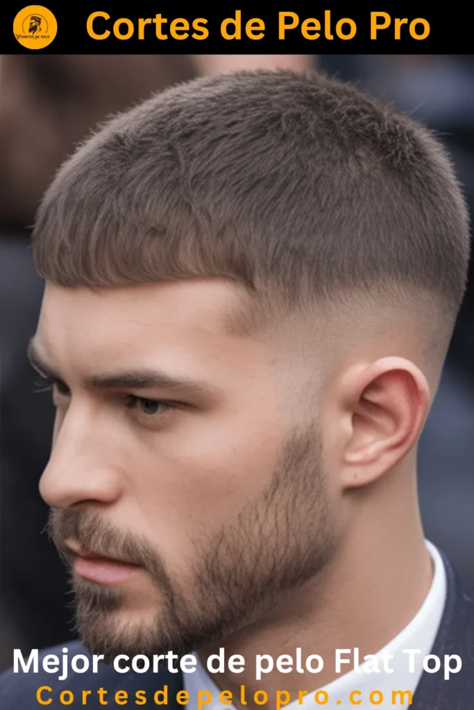 Corte de pelo flat top clásico para hombres con un toque elegante, ideal para todas las edades.