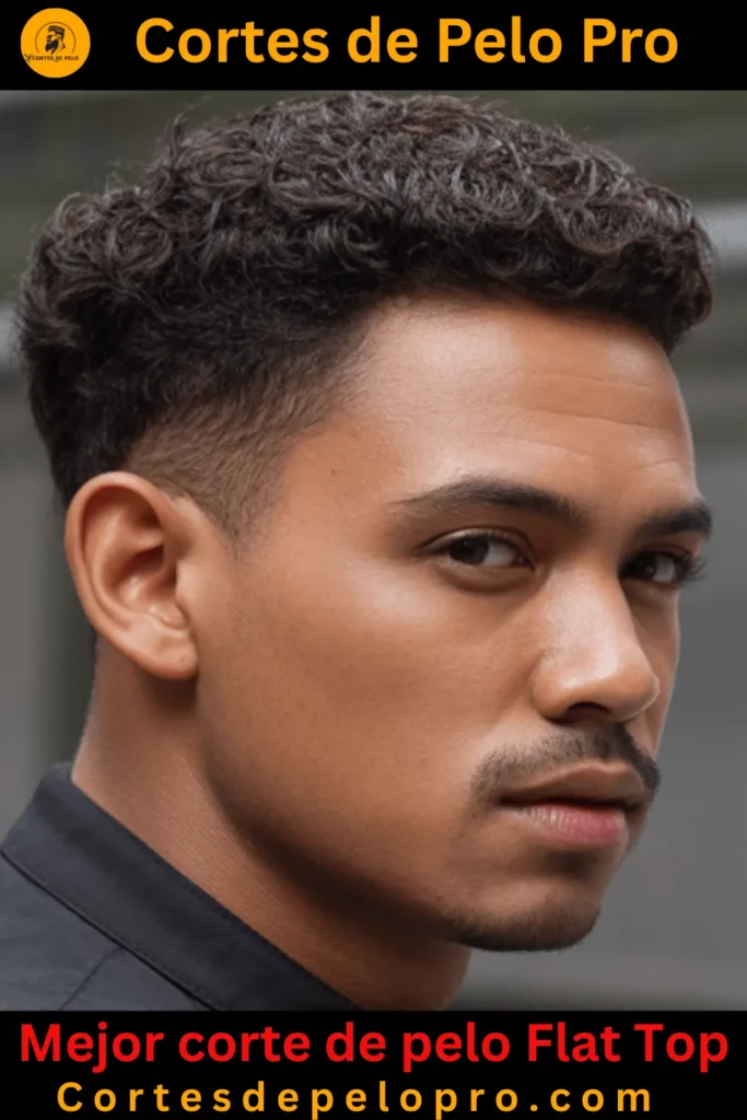 Corte de pelo flat top para hombres negros con textura definida y lados afeitados para un look moderno.