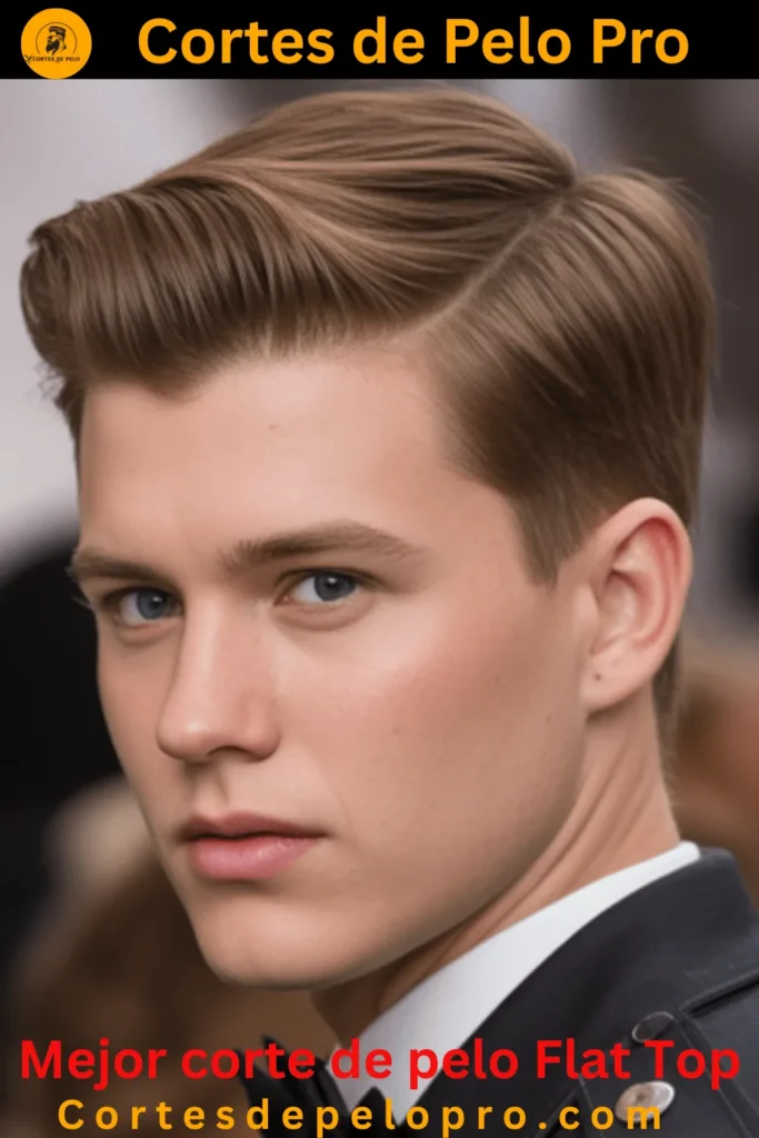 Corte de pelo flat top moderno con una parte superior plana y nítida, perfecto para un look audaz y estructurado.