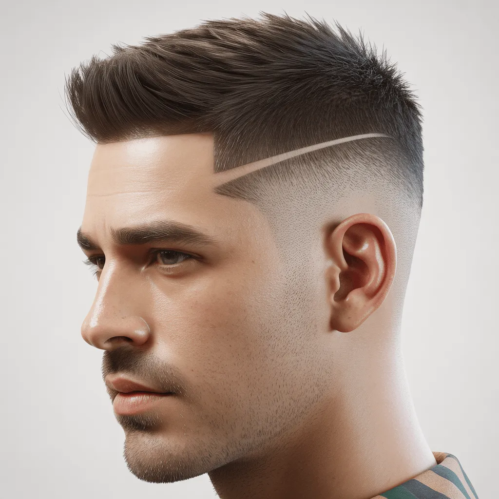Hombre con corte de pelo militar low fade clásico, con laterales muy cortos y parte superior corta.