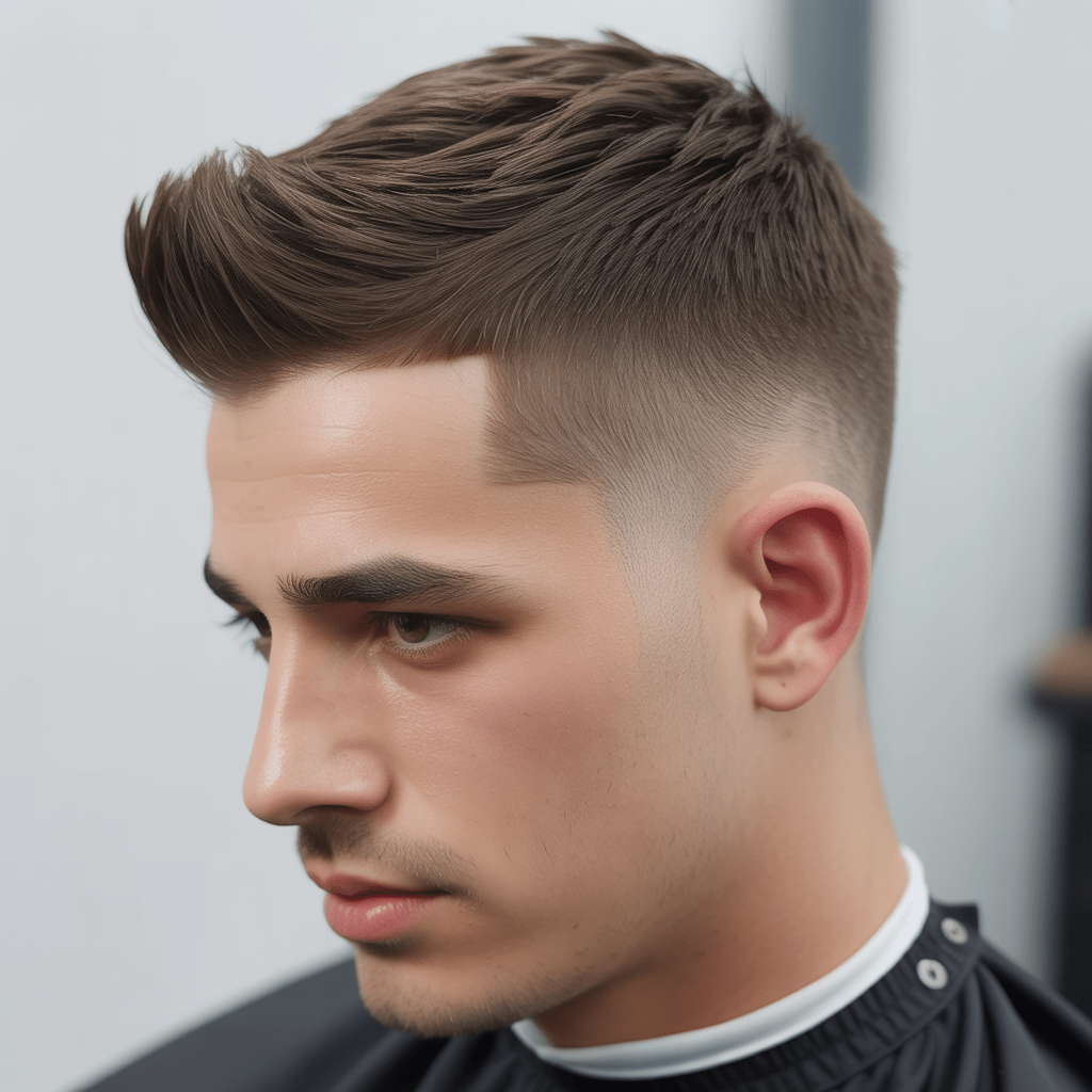 Corte de pelo quiff para hombre con líneas limpias y un estilo juvenil y fácil de peinar.