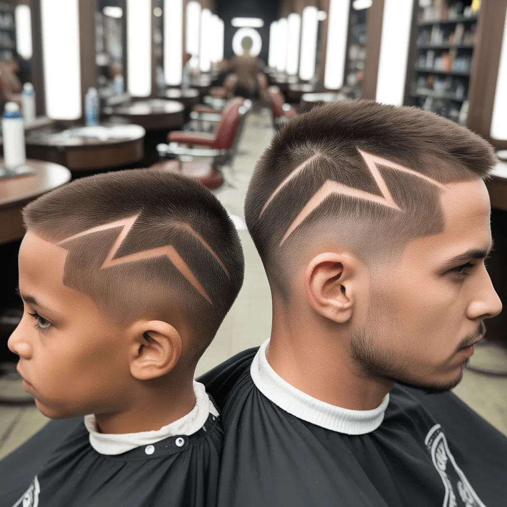 Corte clásico con rayo lateral afeitado y estilo moderno en barbería profesional.