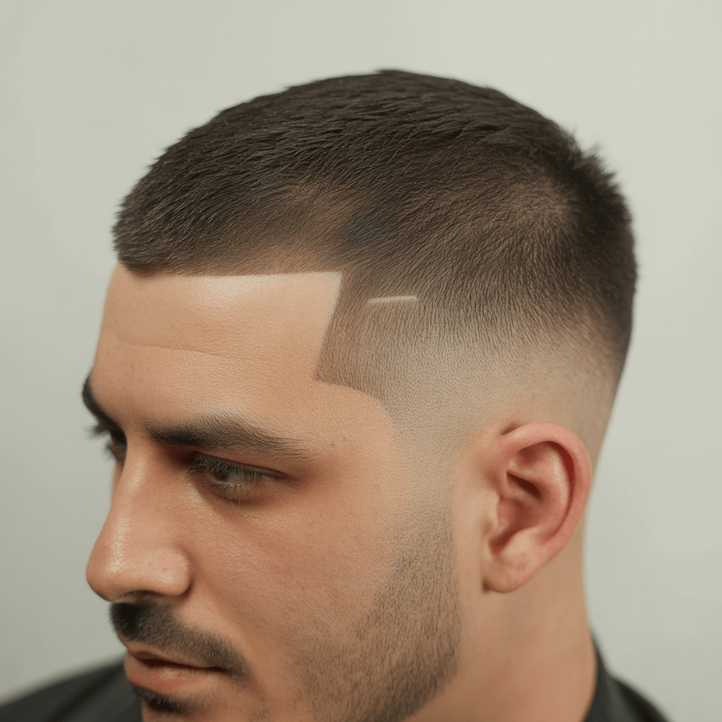 Estilo masculino mid fade ultra realista en alta definición