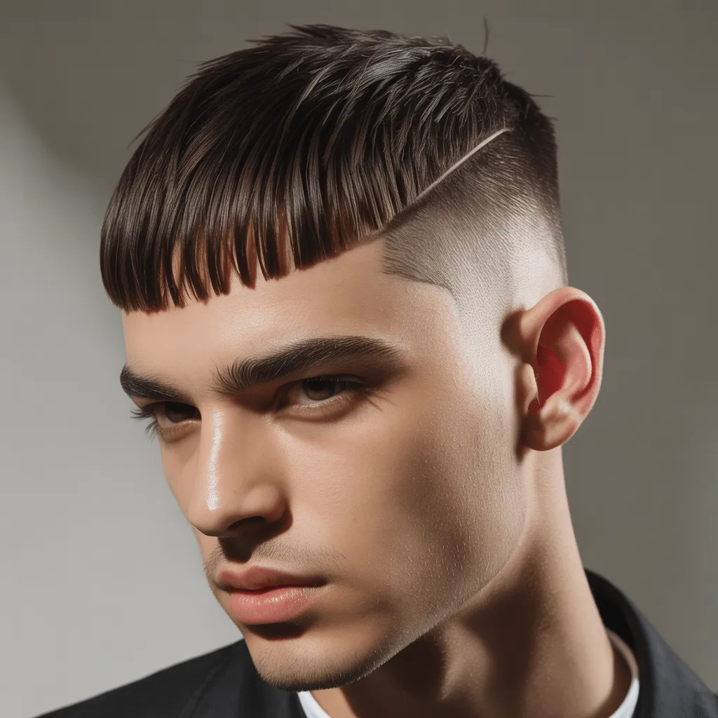 Estilo undercut con flequillo y laterales limpios en 8K