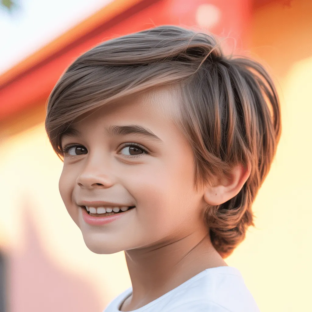 Peinado mullet clásico para niño con acabado limpio y diseño moderno.
