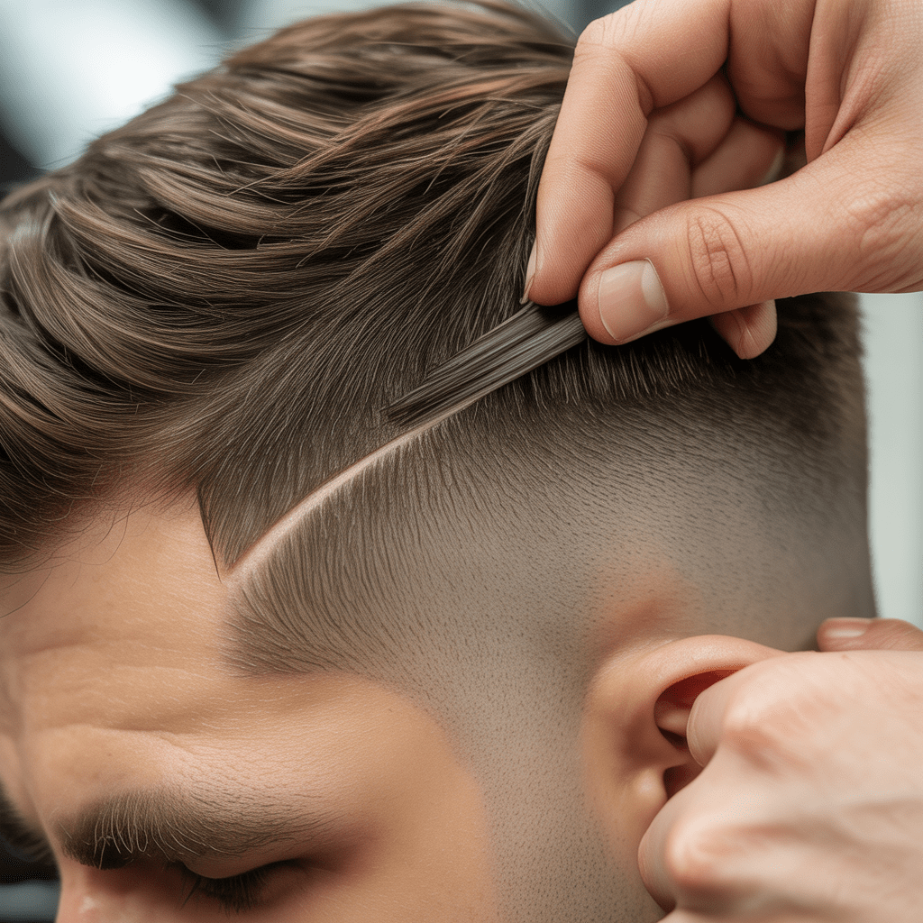 Hombre aplicando pomada mate en un corte undercut low fade, Undercut Low Fade
