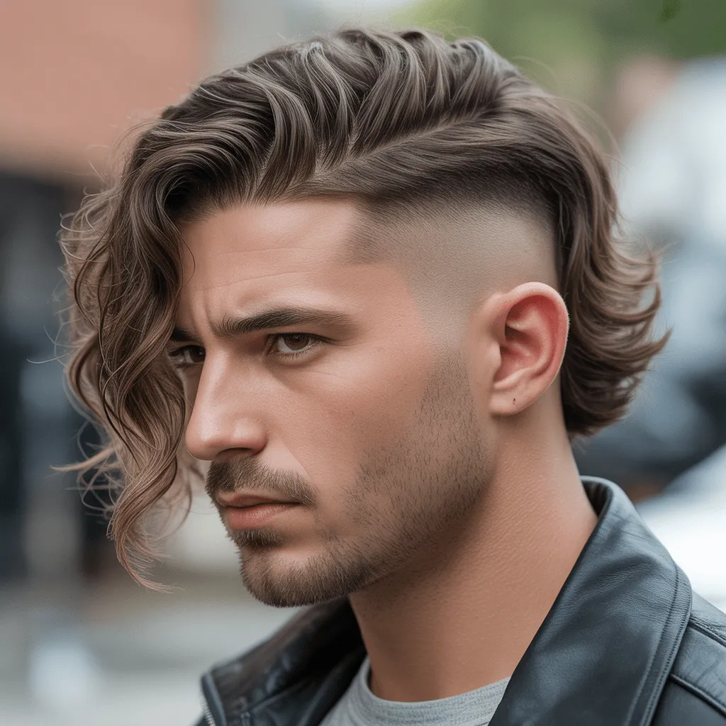 Peinado low fade con ondas naturales y volumen superior