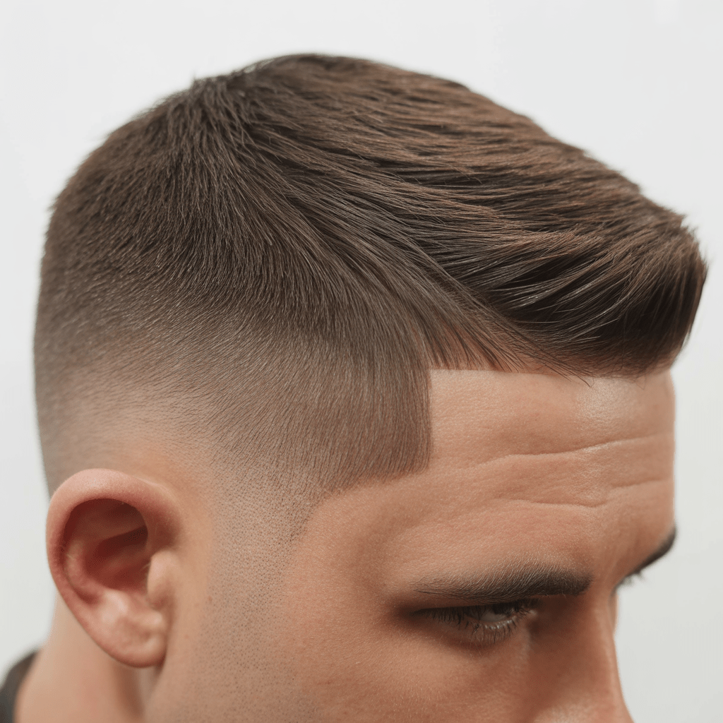 Estilo masculino con taper fade suave y lados cortos bien mezclados