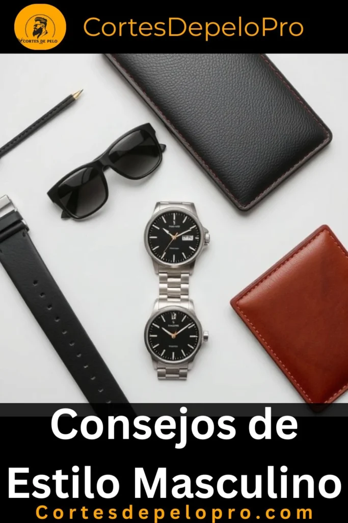 Accesorios masculinos modernos 2025 como reloj, gafas y pulsera para mejorar el estilo del hombre.