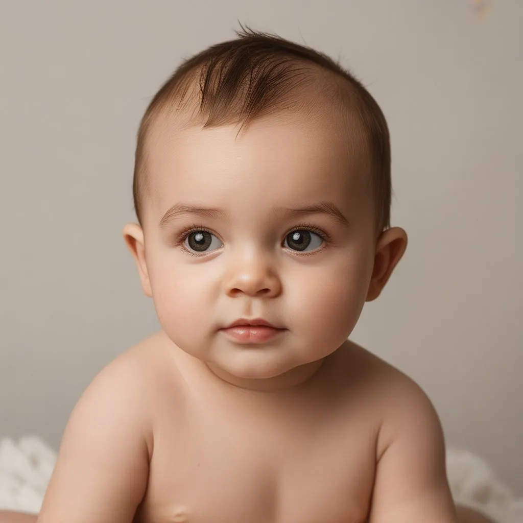 Bebé con peinado largo y movimiento natural en capas, cortes de pelo para bebés