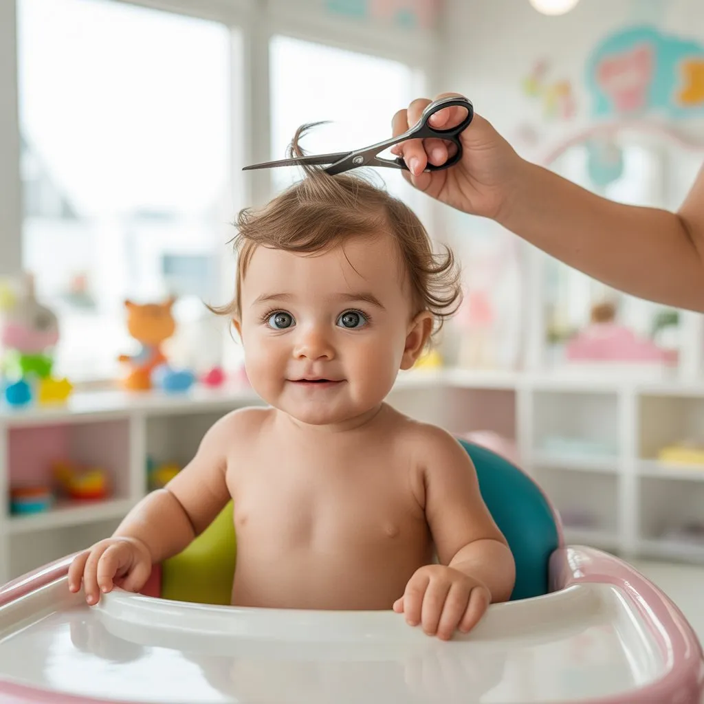 Bebé con estilo de cabello corto y pulido