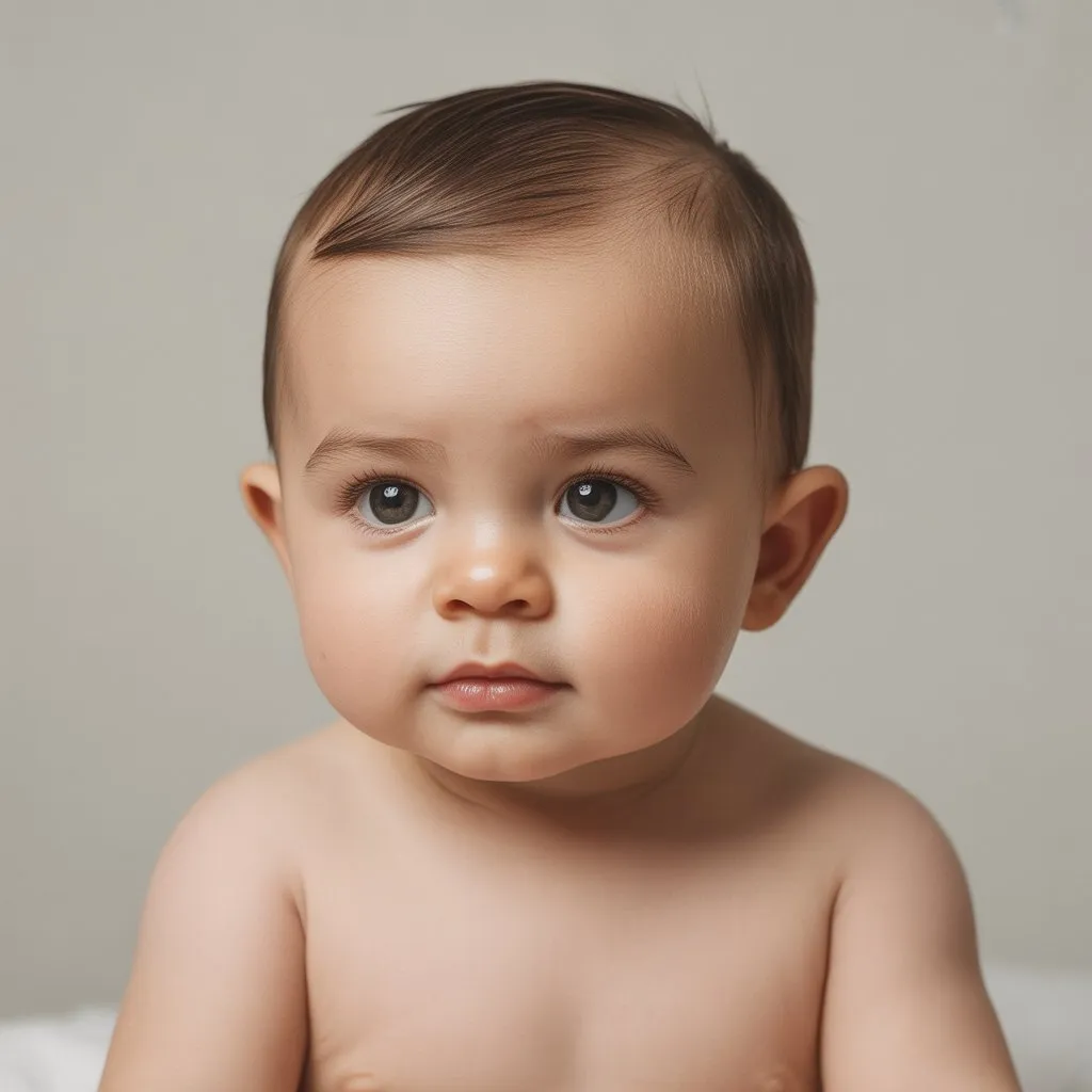 Cabello largo y ondulado en bebé con peinado delicado