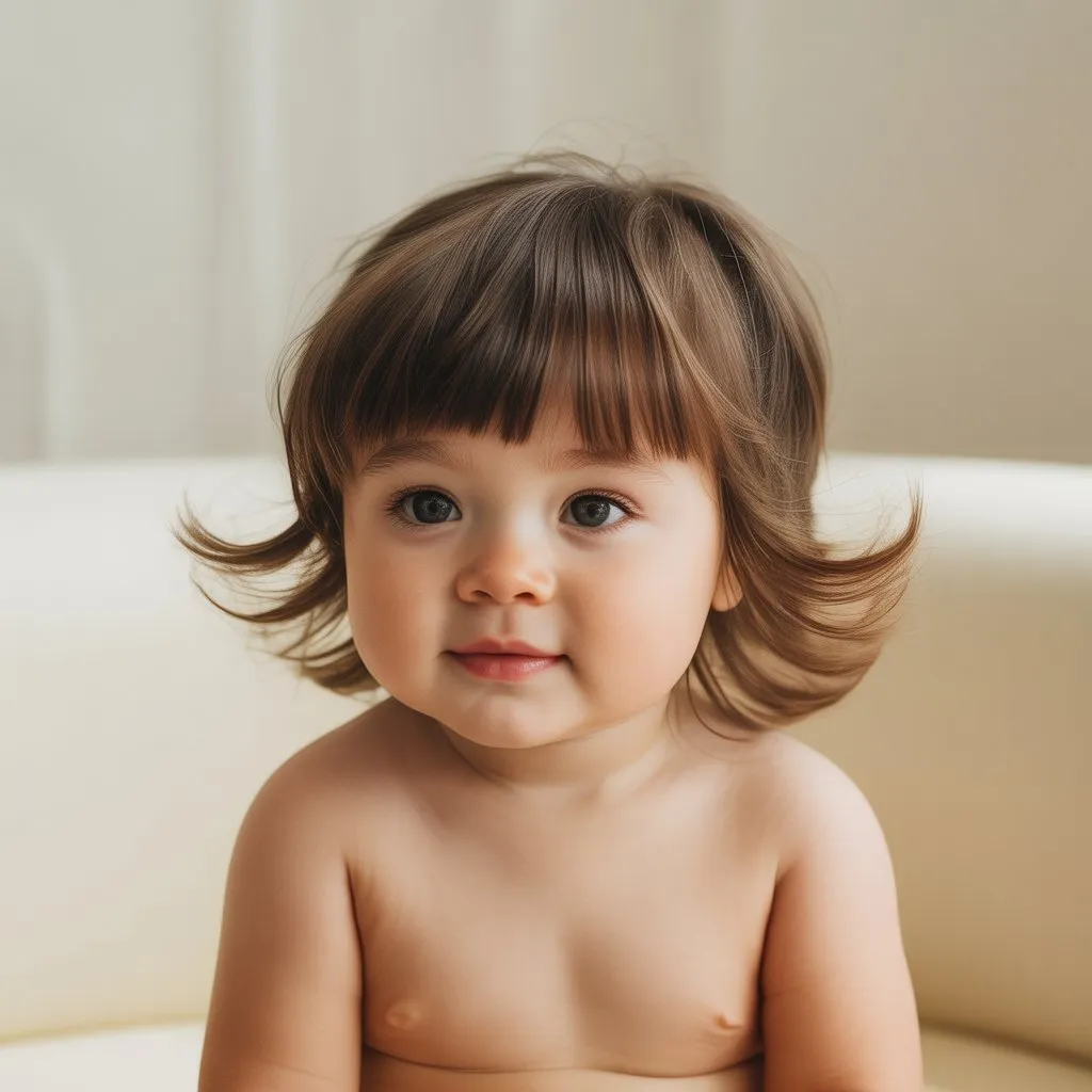 Bebé recibiendo ayuda de su padre mientras le cortan el pelo