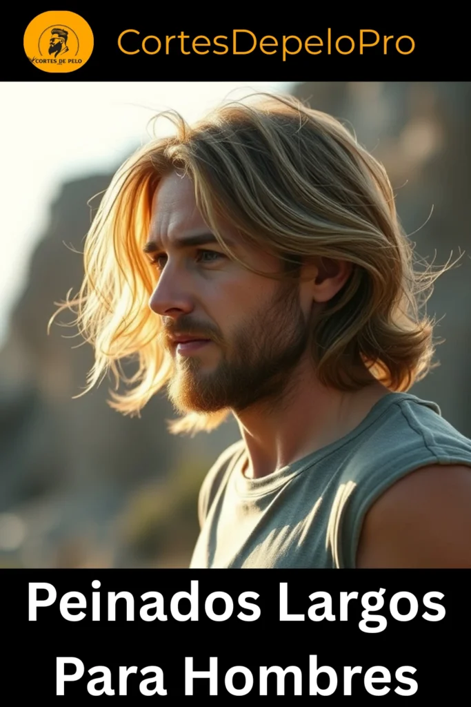 Cabello largo masculino con raya al medio 2025, textura suave y estilo moderno