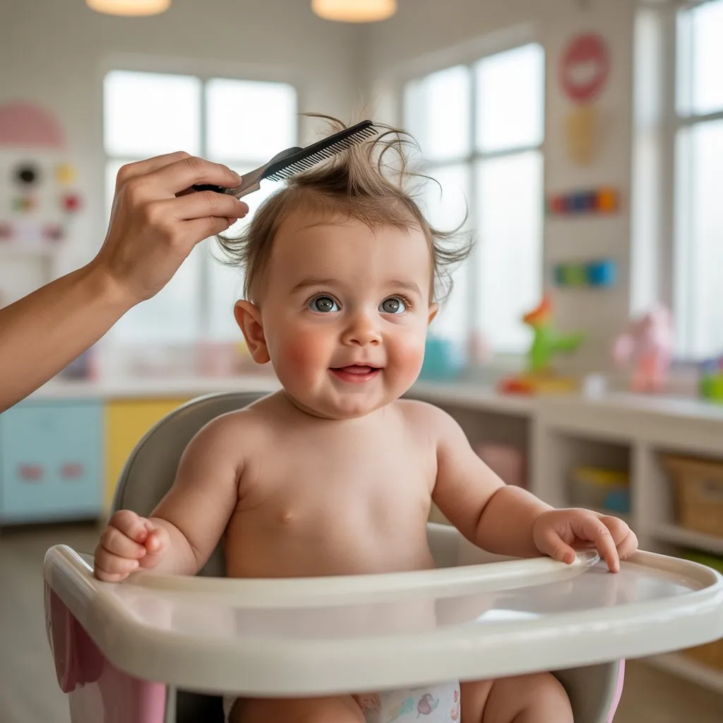 Bebé con corte de pelo corto estilo clásico crop