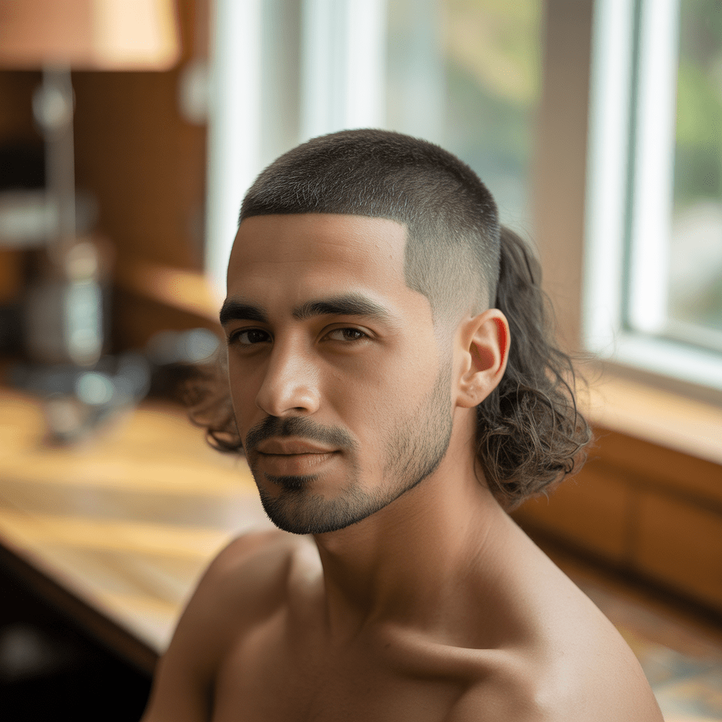 Estilo natural con corte Guard 16, sin producto en el cabello, luz natural que ilumina de forma suave.