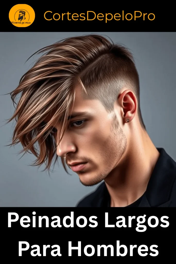 Corte de pelo largo a capas con flequillo para hombre, con brillo natural y movimiento dinámico.