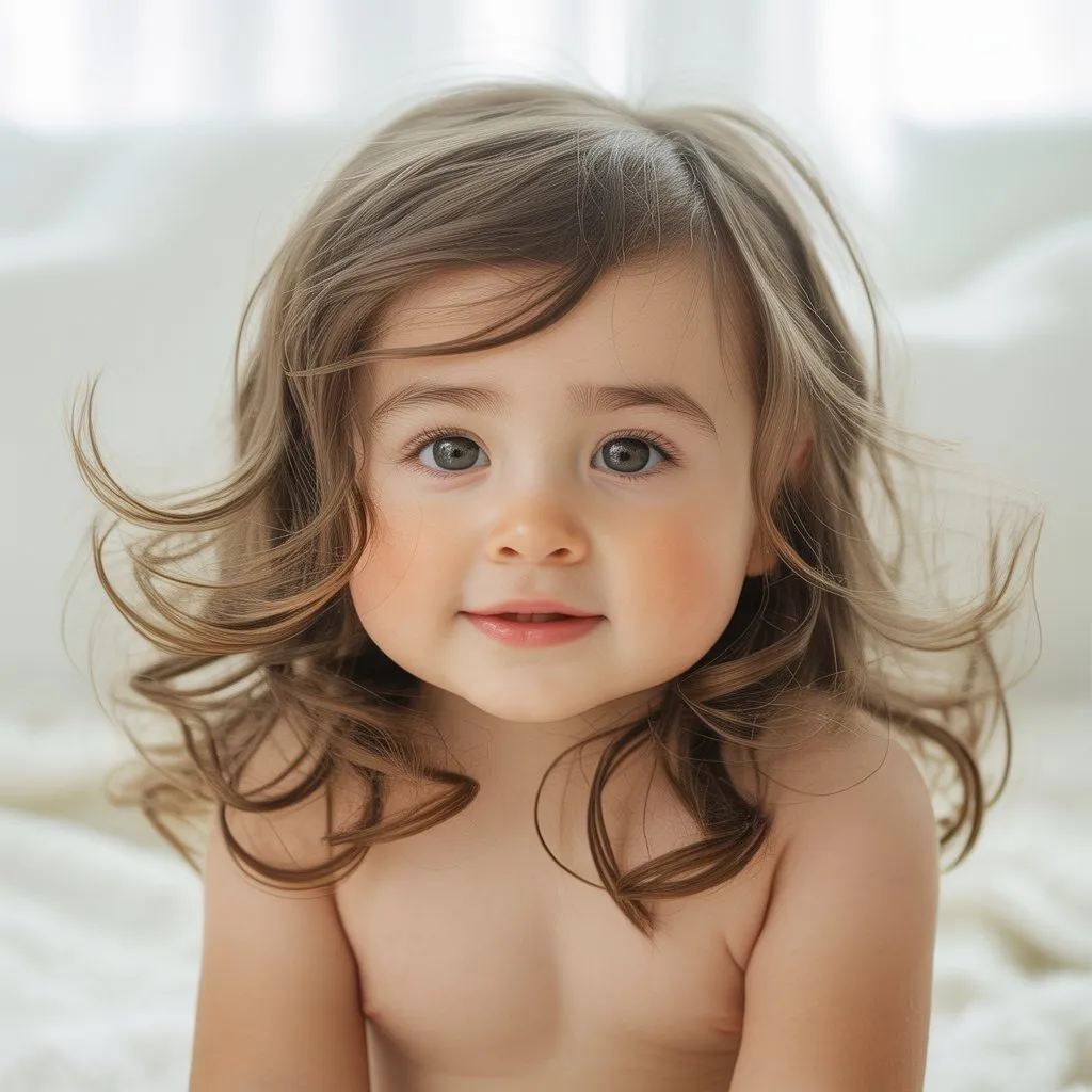 Peinado intermedio para bebé con flequillo natural