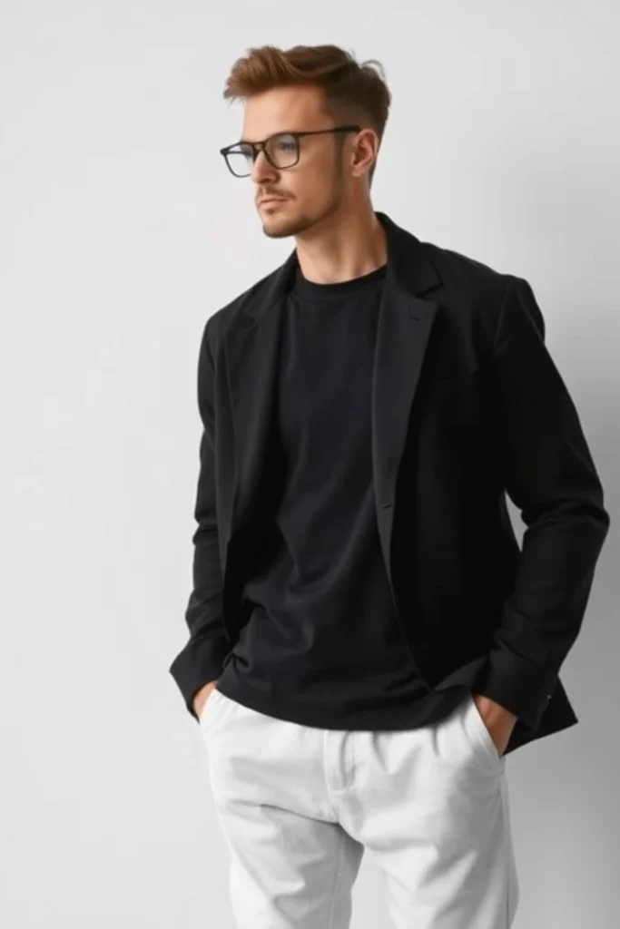 Estilo minimalista hombre 2025 con look monocromático y líneas limpias, tendencias de moda masculina