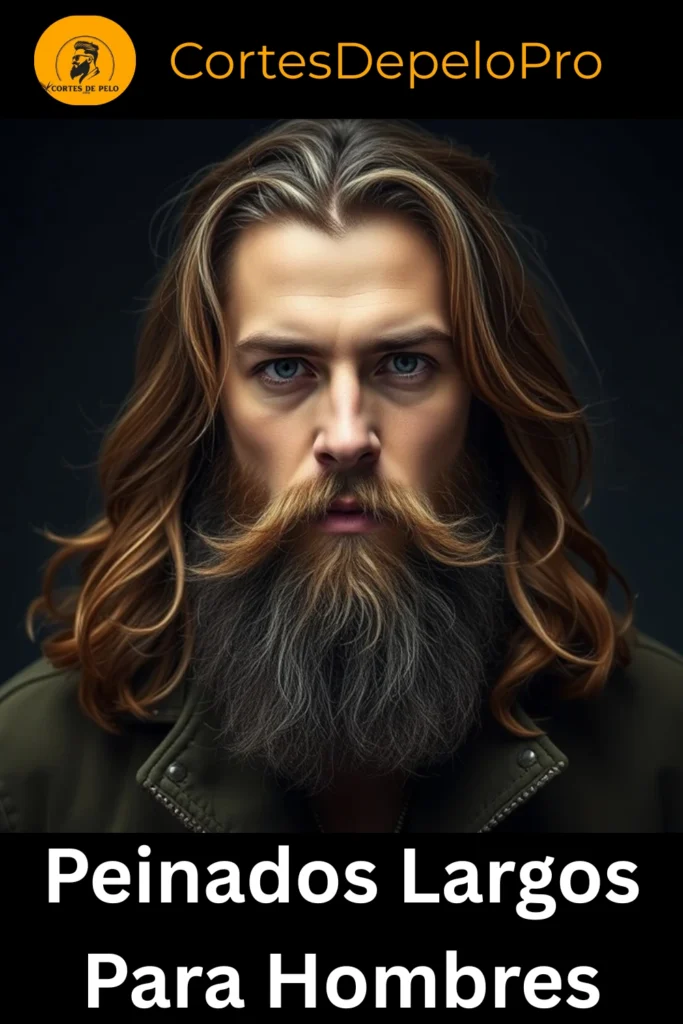 Cabello largo y barba completa para hombres, estilo masculino moderno 2025