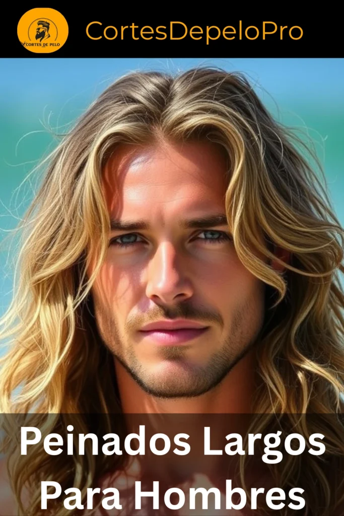 Peinado largo de surfista para hombres con ondas desenfadadas y un look playero informal. peinados largos para hombres