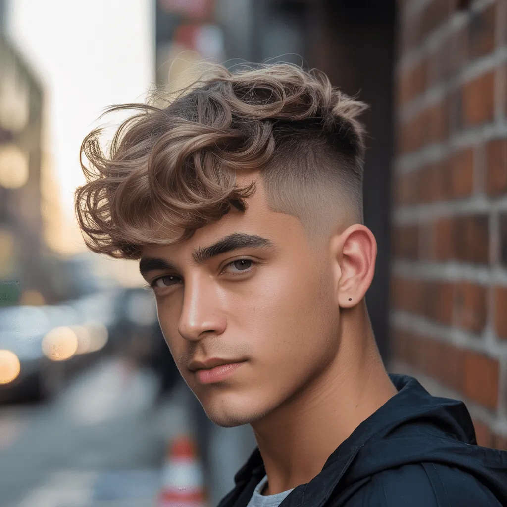 Look informal con un degradado bajo y ondas desordenadas en la parte superior, perfecto para un ambiente relajado pero a la moda.