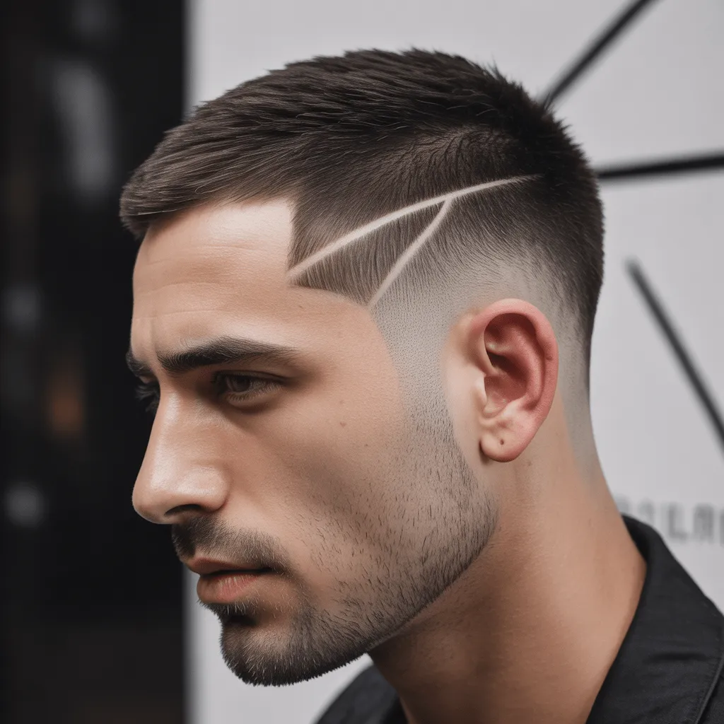 Elegante peinado con degradado bajo y patillas desvanecidas, que ofrece un acabado atrevido y limpio.