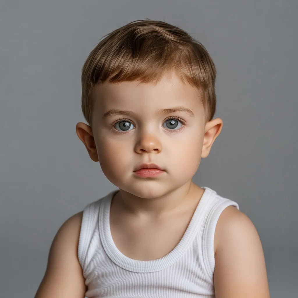 Bebé con cabello largo y capas suaves de estilo natural