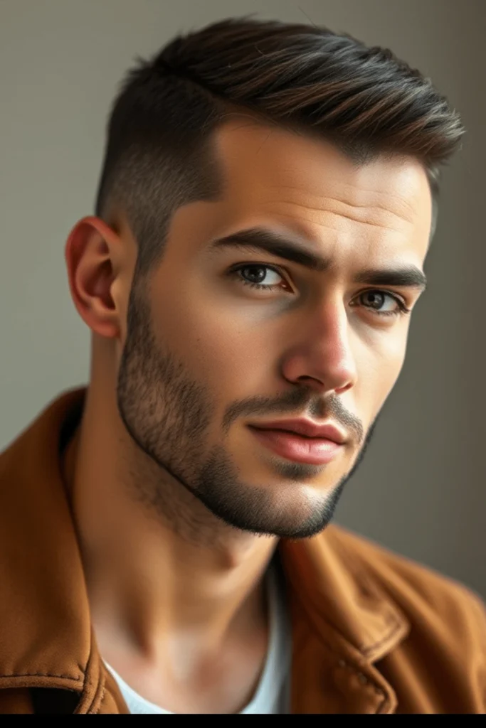 Hombre con corte de pelo corto y texturizado moderno 2025, peinados cortos para hombres