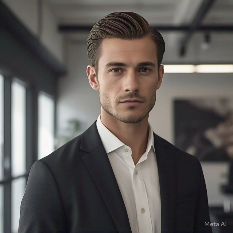 Corte de pelo Blowout para cabello liso, con secado rápido para dar volumen y un acabado pulido ideal para hombres modernos.