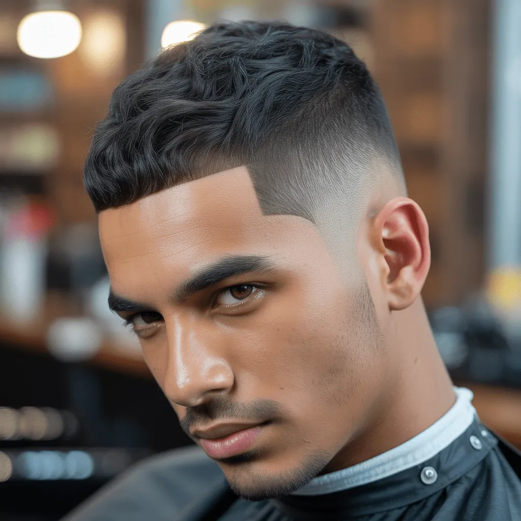 Corte desvanecido de hombre joven, transición suave entre los lados cortos y la parte superior texturizada, resaltando un diseño limpio y moderno. 3