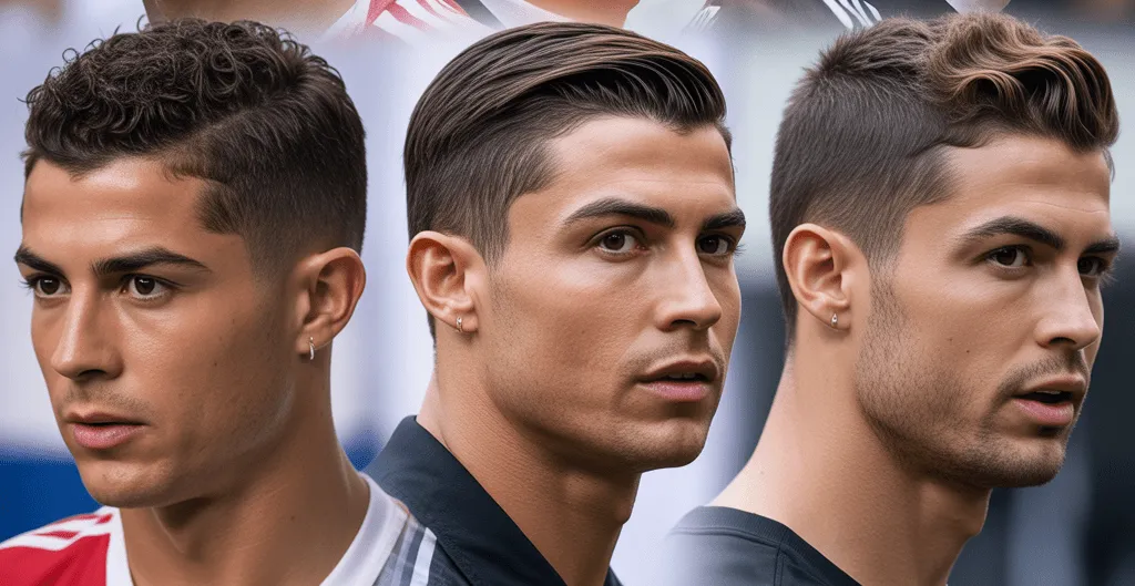 Corte de pelo moderno de Cristiano Ronaldo en Al-Nassr, con textura media y un degradado marcado, reflejando su estilo actual y sofisticado.