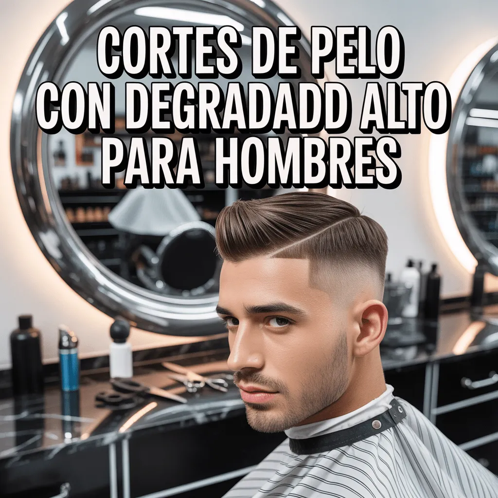 Corte de pelo con degradado alto, resaltando la transición suave entre los lados y la parte superior, realizado en una barbería profesional. Estilo contemporáneo y fácil de mantener.