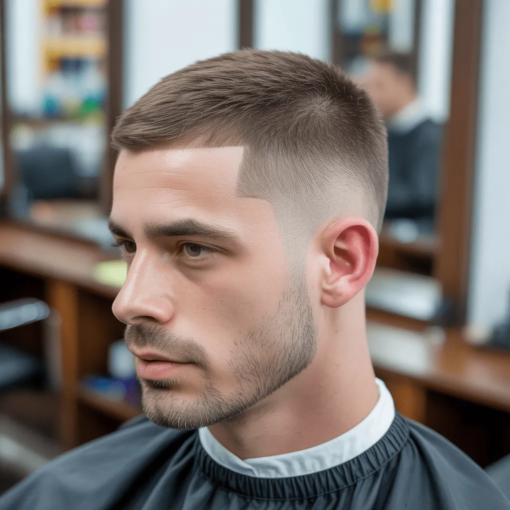 Corte de pelo Low Taper corto para hombres, con la parte superior corta y los lados bien degradados, ideal para un look limpio y fácil de mantener.