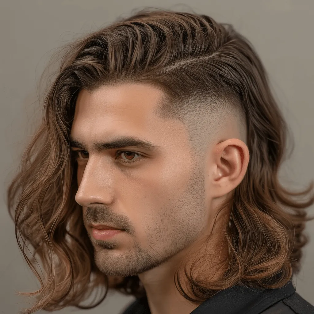 Corte de pelo Low Taper para cabello largo, con la parte superior larga y fluida y los lados con un degradado limpio para un look moderno y pulido.