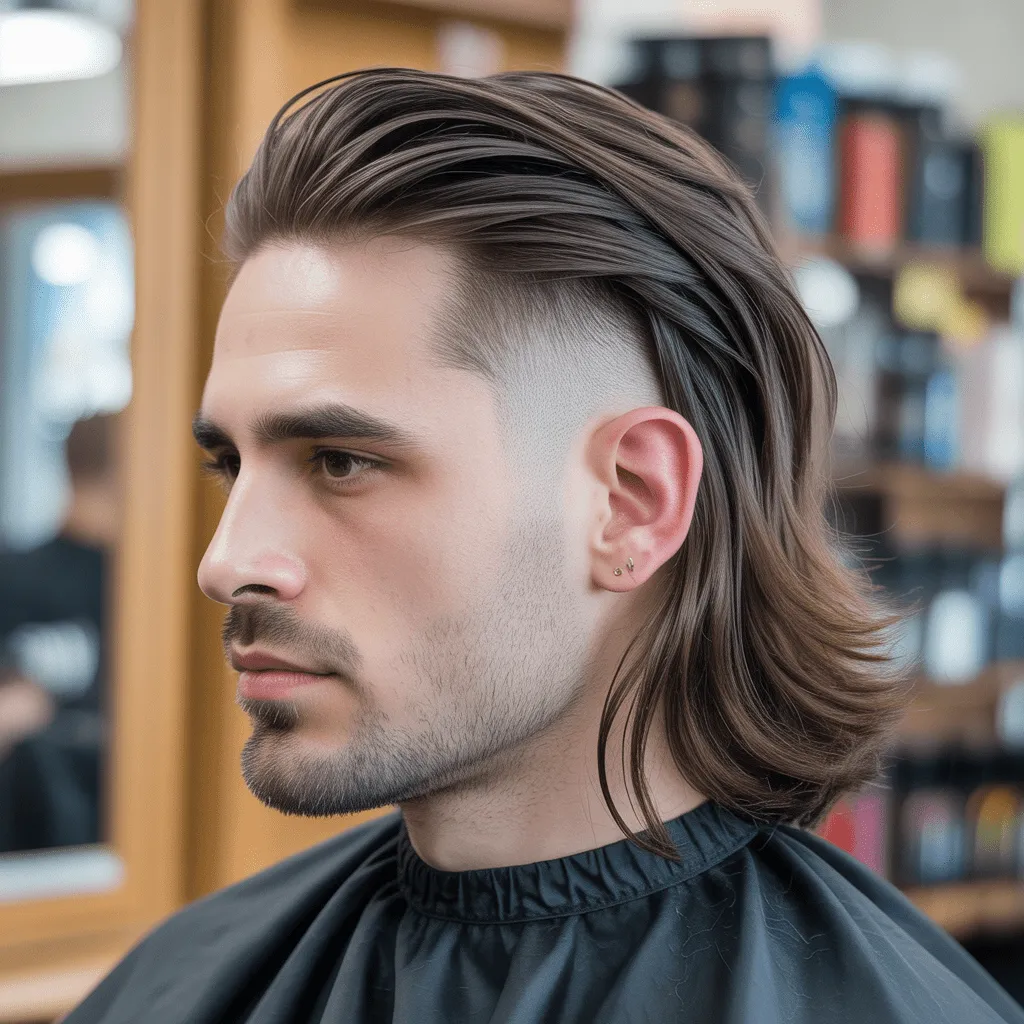 Corte de pelo Low Taper para cabello largo, con la parte superior larga y fluida y los lados con un degradado limpio para un look moderno y pulido.