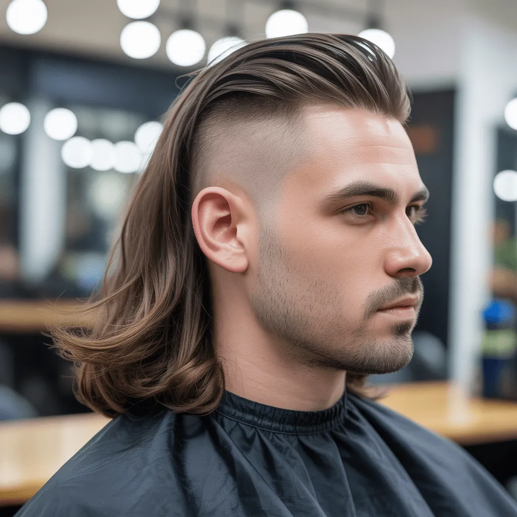 Corte de pelo Low Taper para cabello largo, con la parte superior larga y fluida y los lados con un degradado limpio para un look moderno y pulido.