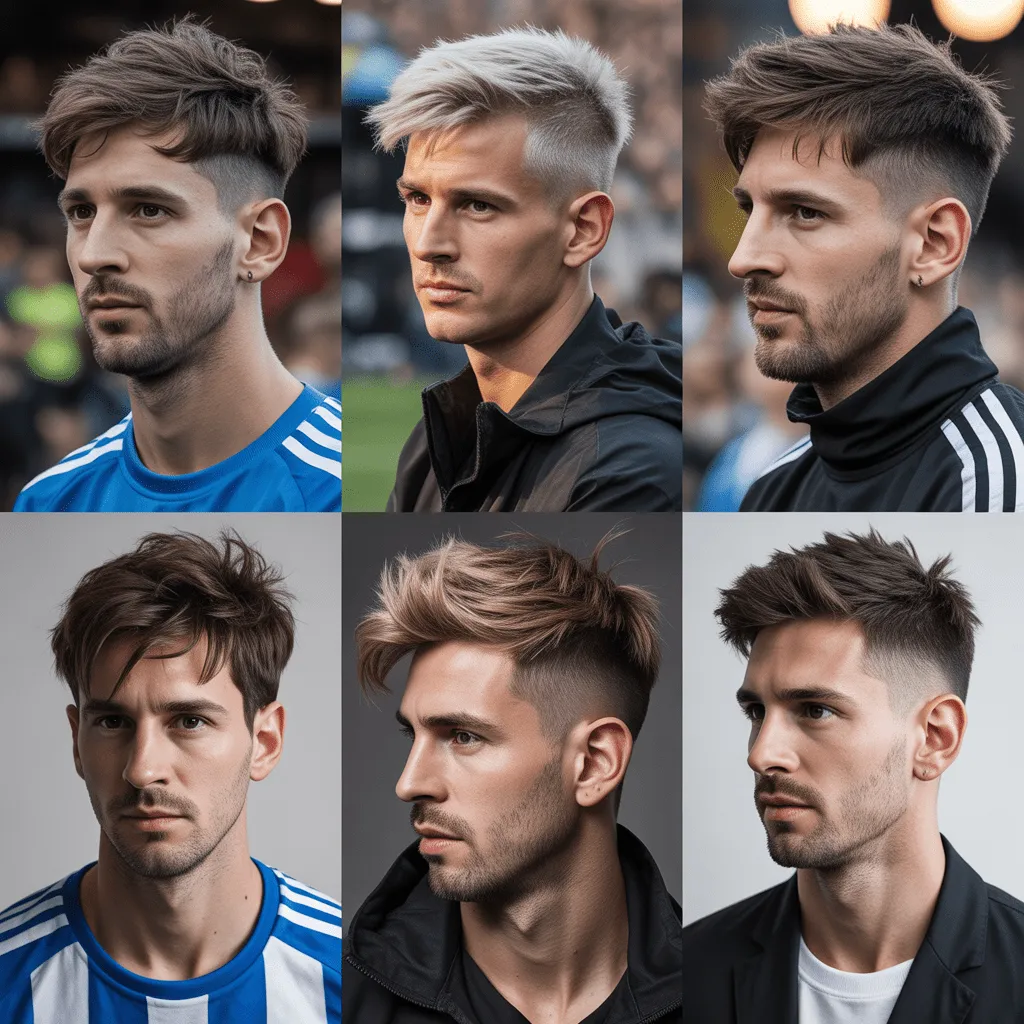 Corte de pelo messy moderno inspirado en Lionel Messi, combinando una parte superior texturizada con un degradado en los laterales para un estilo atlético y elegante. Cortes de Pelo de Messi