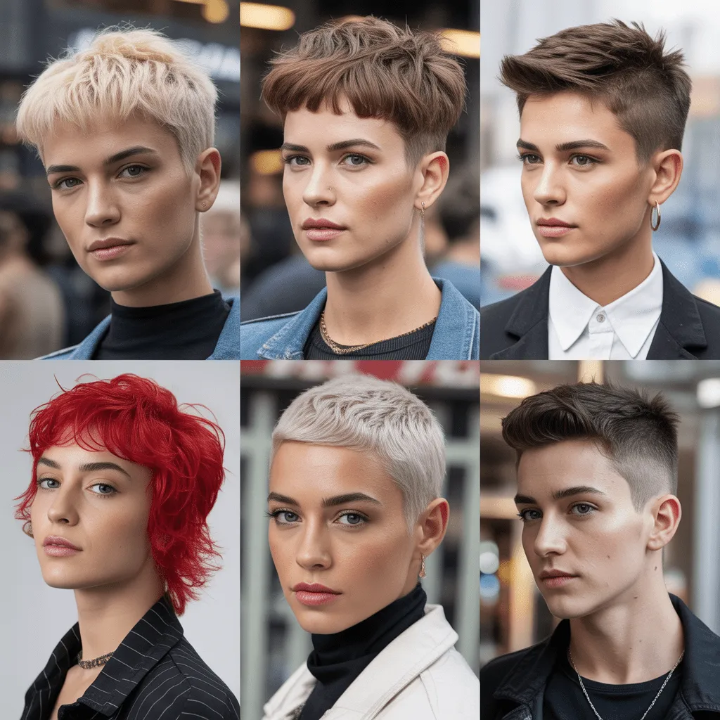 Corte de pelo mullet corto moderno clásico, con cabello corto en los lados y largo en la parte posterior, ideal para un look atrevido y sofisticado.