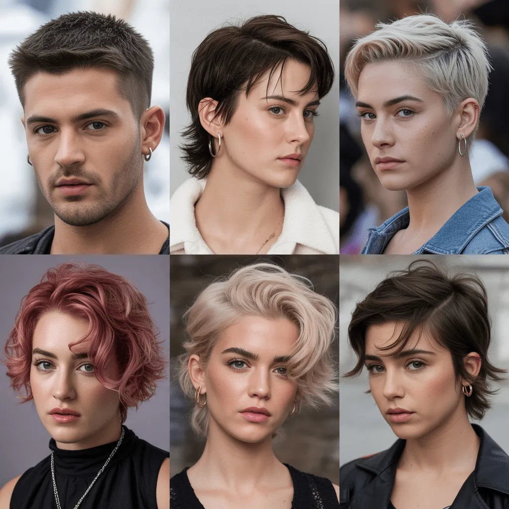 Mullet corto moderno con undercut, con los lados rapados y el cabello más largo en la parte posterior para un estilo elegante y rebelde.