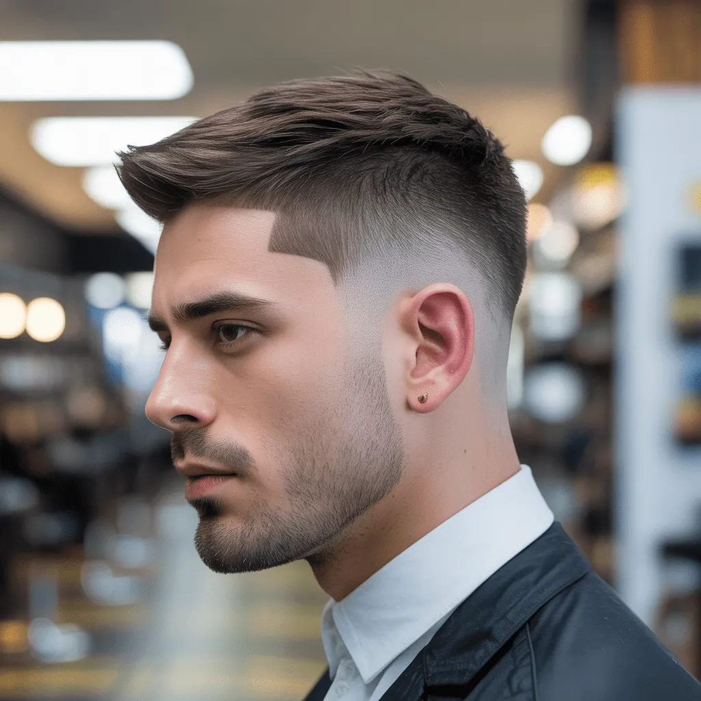 Corte de pelo ninja Low Taper, con líneas dramáticas y ángulos agudos en la parte superior, dando un look audaz y vanguardista.