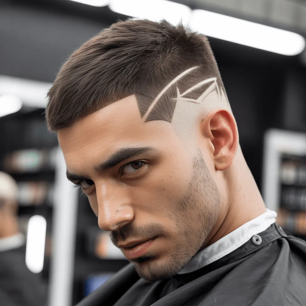 Corte de pelo ninja Low Taper, con líneas dramáticas y ángulos agudos en la parte superior, dando un look audaz y vanguardista.