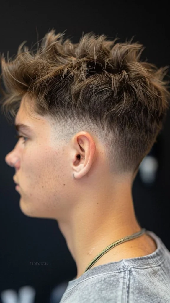 Corte de pelo low fade con raya lateral, ideal para un look limpio y profesional, destacando una transición suave en los lados.