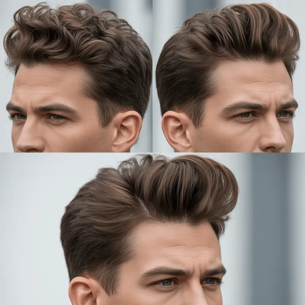 Corte de pelo texturizado para rostro triangular, con volumen en la parte superior para equilibrar la mandíbula ancha.