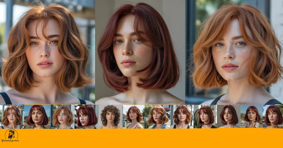 Bob Largo + Flequillo Cortina + Cherry Red